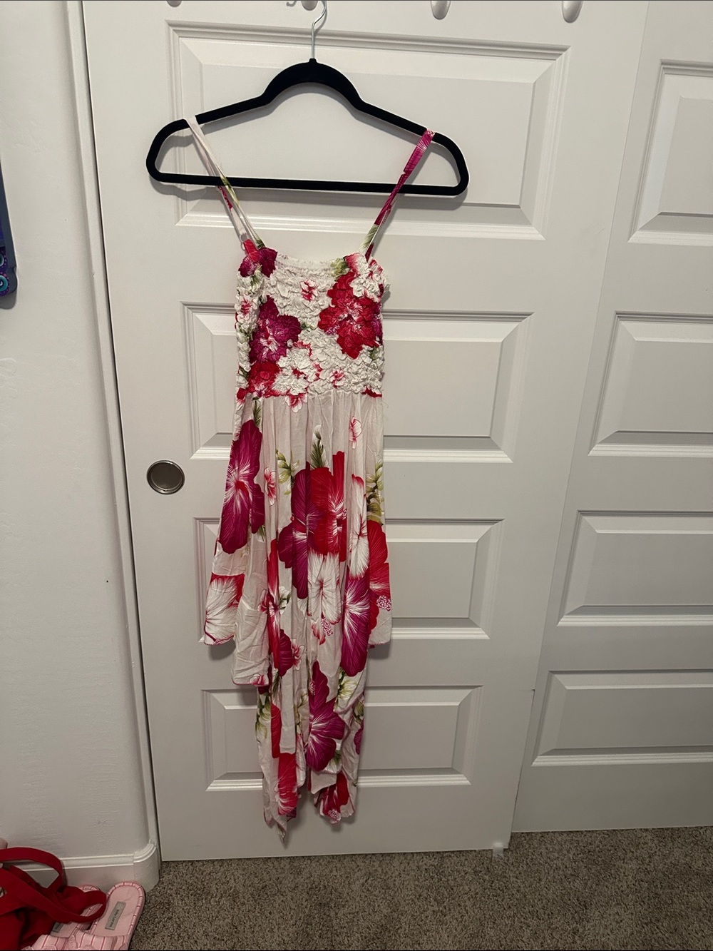 Advance Apparels White Dress with Pink Floral Print